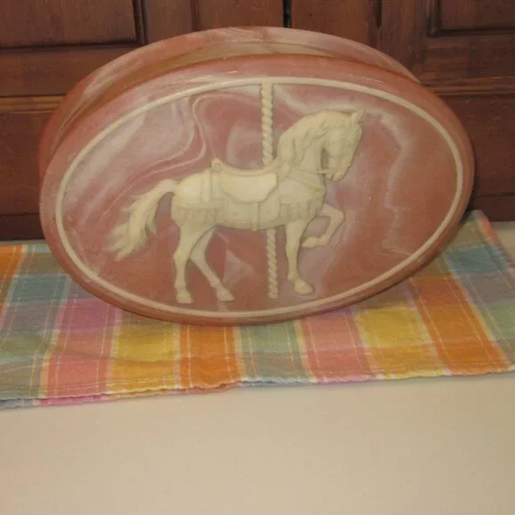 Vintage Incolay Soapstone Carousel Hinged Box - Picture 2 of 7